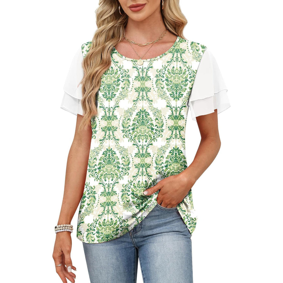 Layered Short Sleeve Round Neck T-Shirt Apparel and Accessories