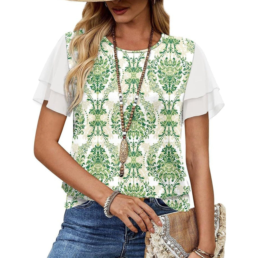 Layered Short Sleeve Round Neck T-Shirt Apparel and Accessories