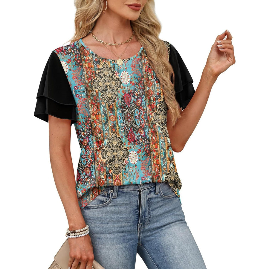 Layered Short Sleeve Round Neck T-Shirt Apparel and Accessories