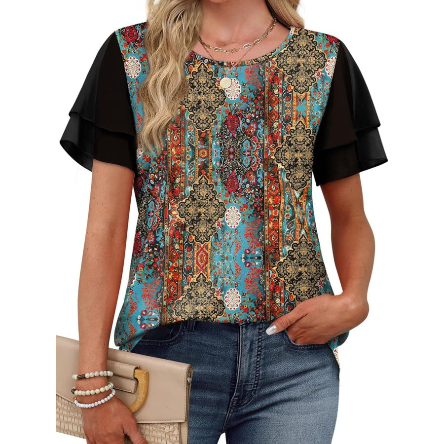Layered Short Sleeve Round Neck T-Shirt Apparel and Accessories