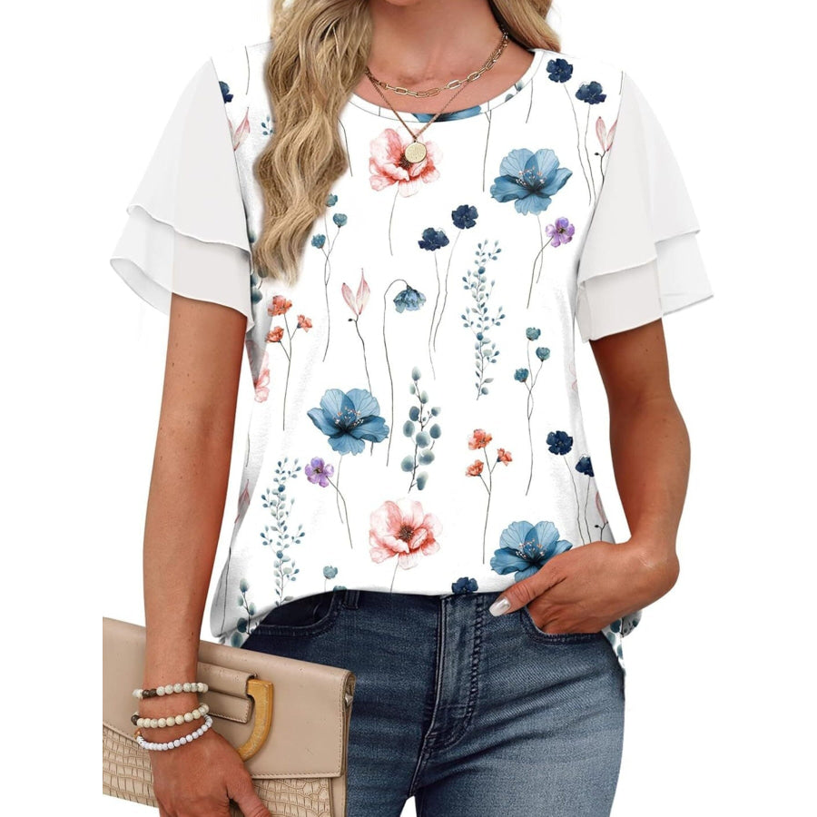 Layered Short Sleeve Round Neck T-Shirt Apparel and Accessories