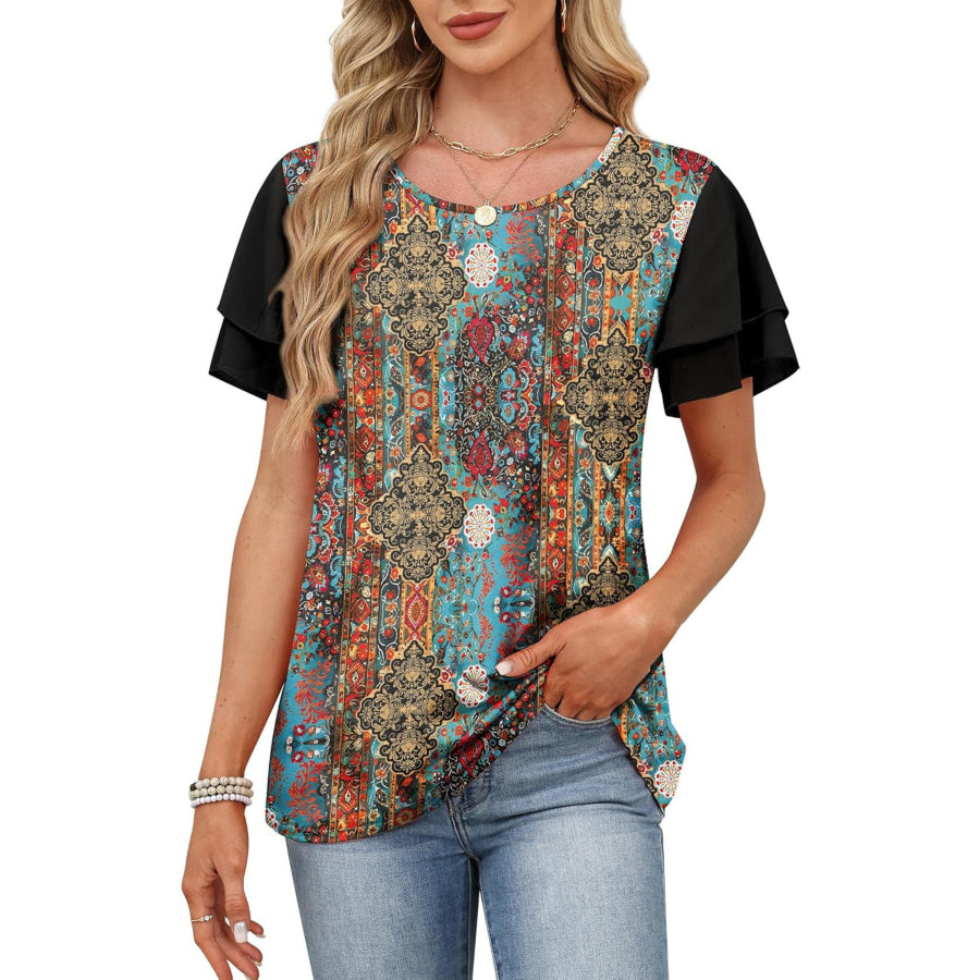 Layered Short Sleeve Round Neck T-Shirt Apparel and Accessories