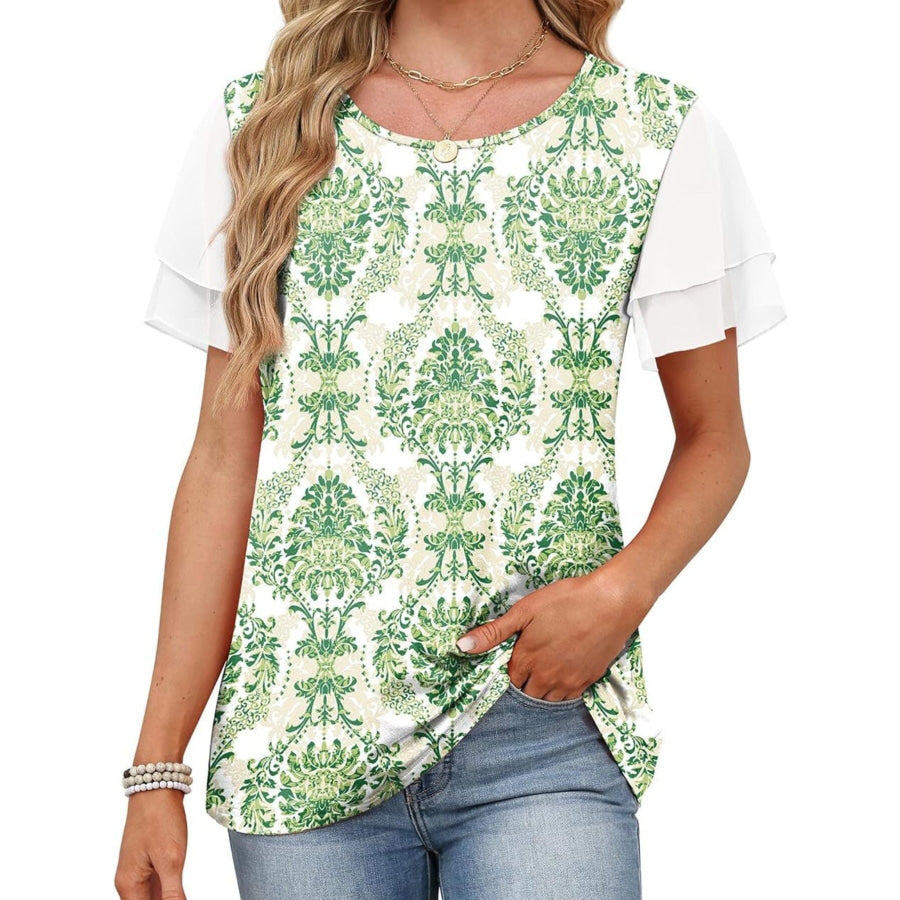 Layered Short Sleeve Round Neck T-Shirt Apparel and Accessories