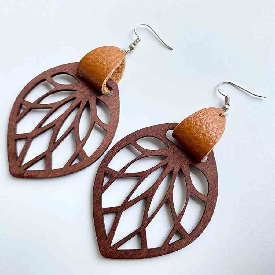 Leaf Drop Earrings Caramel / One Size