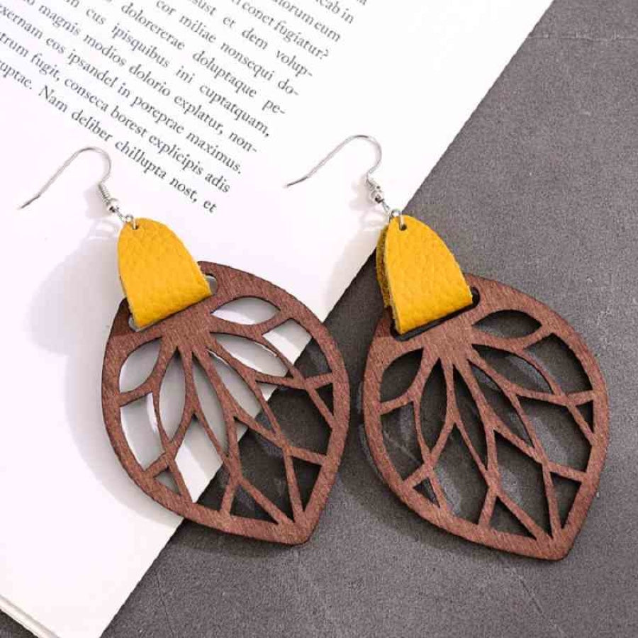 Leaf Drop Earrings Mustard / One Size