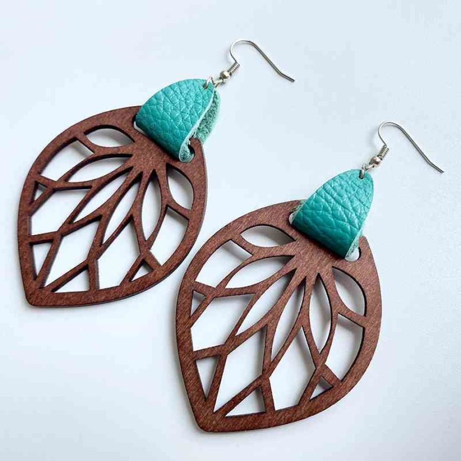 Leaf Drop Earrings Turquoise / One Size