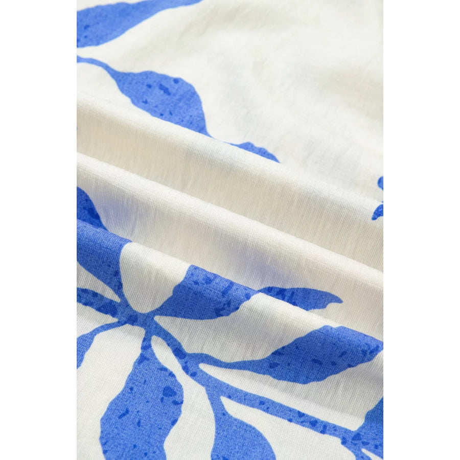 Leafy Botanical Print Side Tie Button Down Maxi Dress Apparel and Accessories