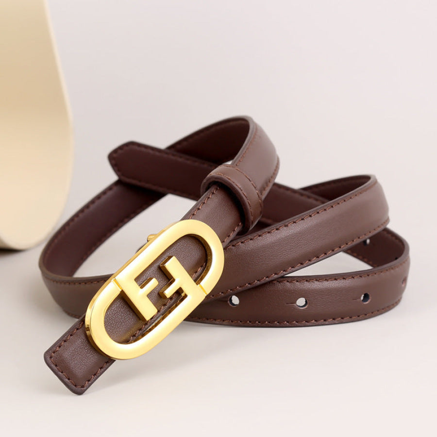 Leather Belt with Golden Buckle Apparel and Accessories