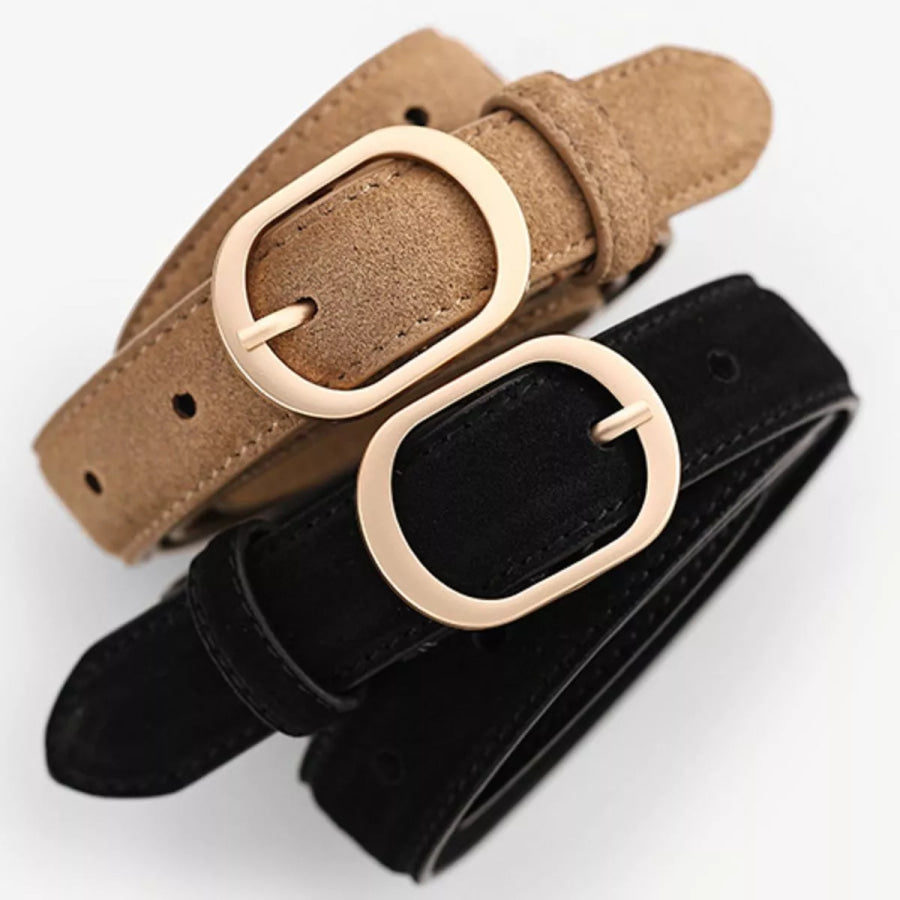 Leather Belt with Golden Buckle Apparel and Accessories