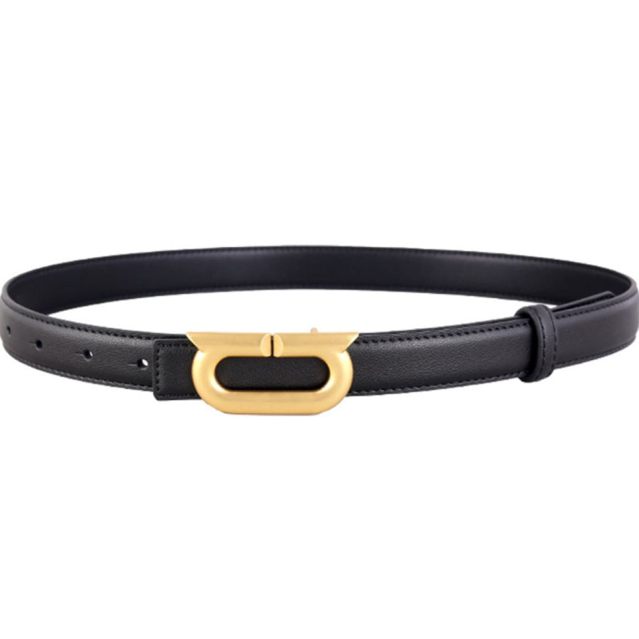 Leather Belt with Golden Buckle Apparel and Accessories