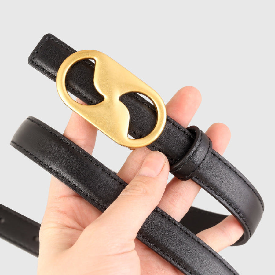 Leather Belt with Golden Buckle Apparel and Accessories