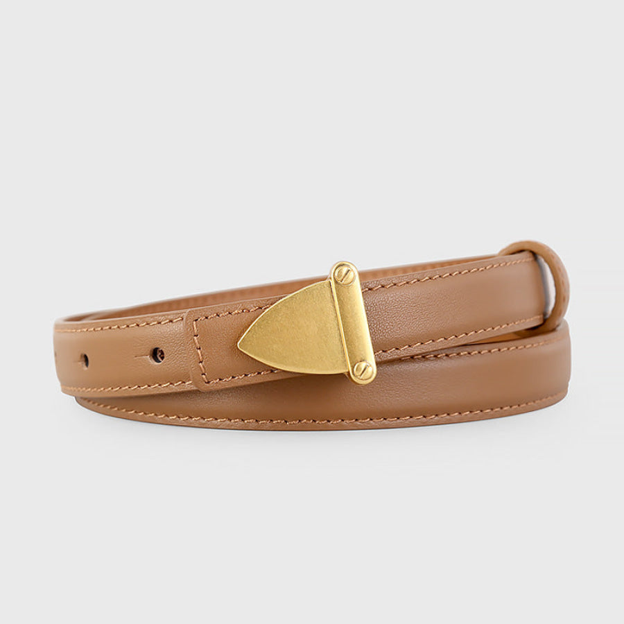 Leather Belt with Golden Buckle Apparel and Accessories