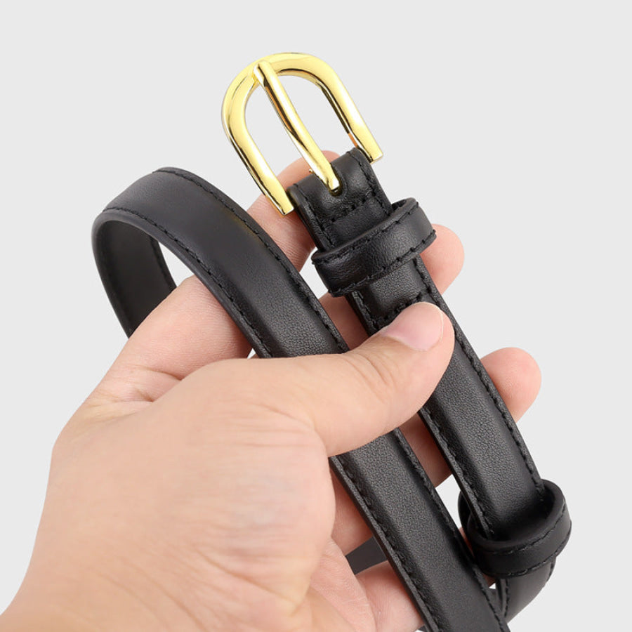 Leather Belt with Golden Buckle Apparel and Accessories