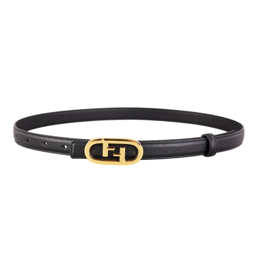 Leather Belt with Golden Buckle Apparel and Accessories