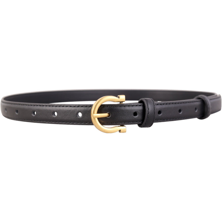 Leather Belt with Golden Buckle Apparel and Accessories