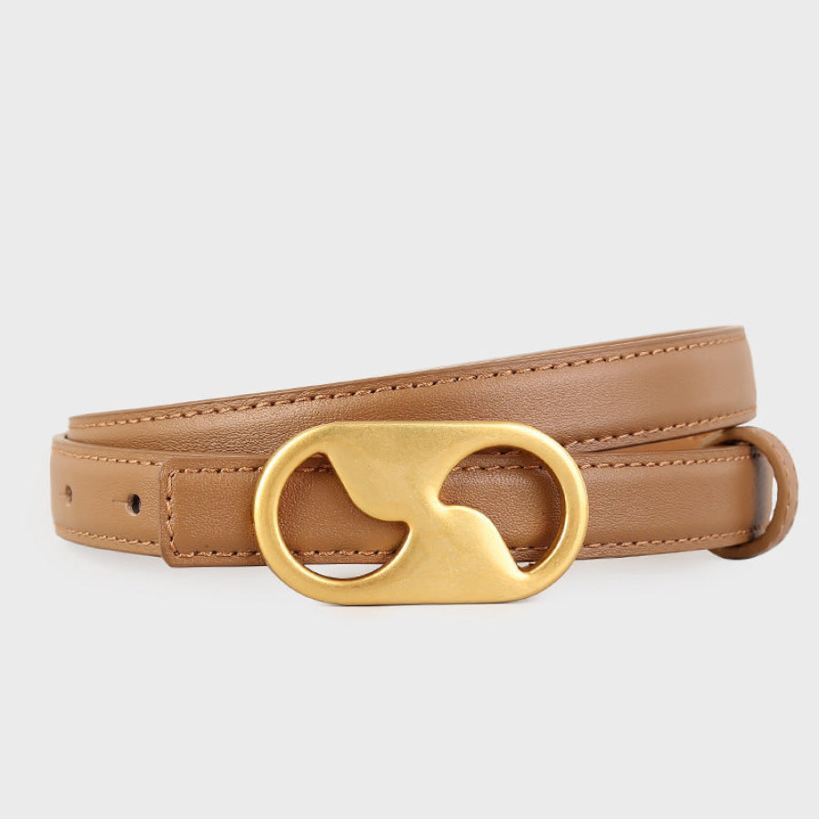 Leather Belt with Golden Buckle Apparel and Accessories