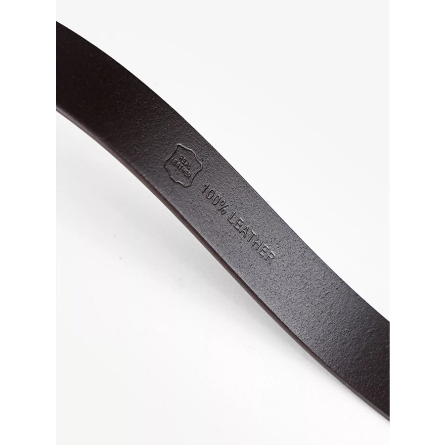 Leather Belt with Golden Buckle Brown / ONESIZE Apparel and Accessories