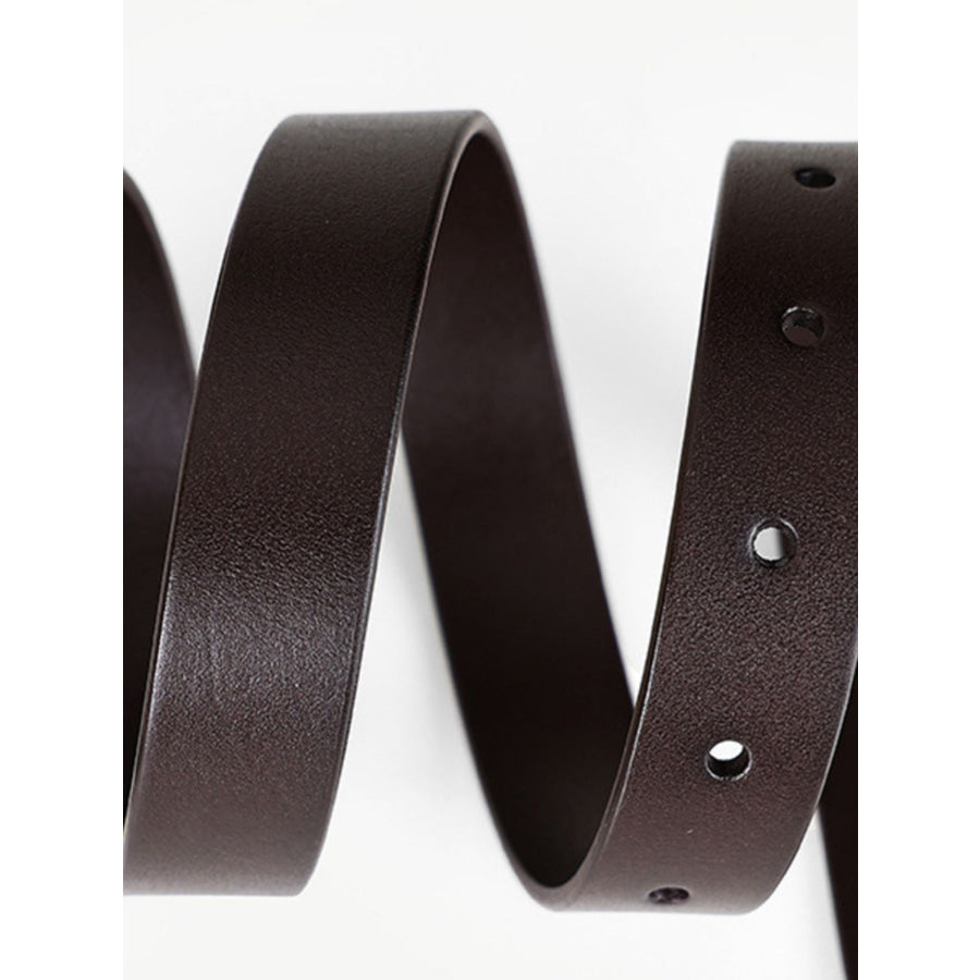 Leather Belt with Golden Buckle Brown / ONESIZE Apparel and Accessories