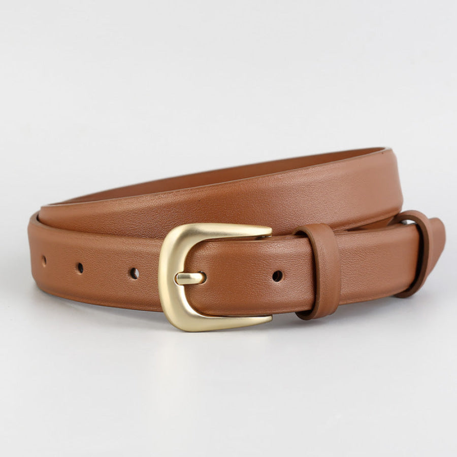 Leather Belt with Golden Buckle Caramel / ONESIZE Apparel and Accessories