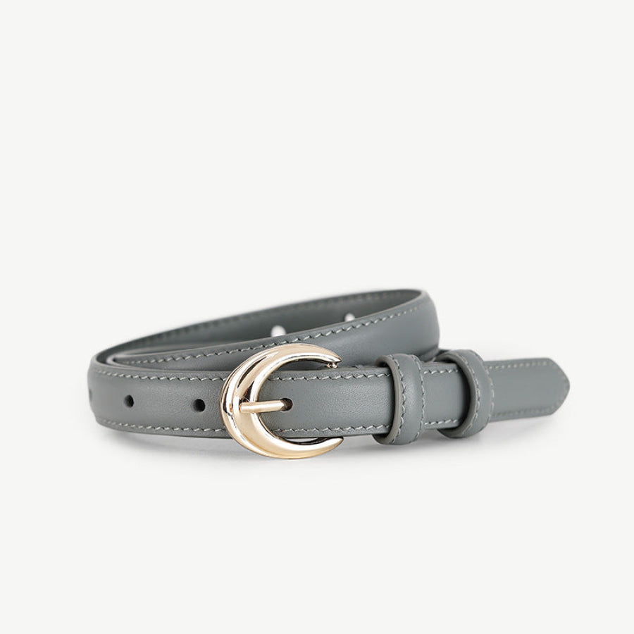 Leather Belt with Golden Buckle Grey / ONESIZE Apparel and Accessories