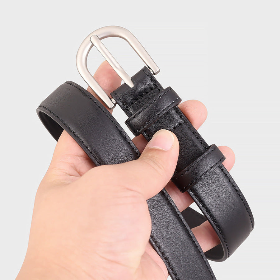 Leather Belt with Silver Buckle Apparel and Accessories