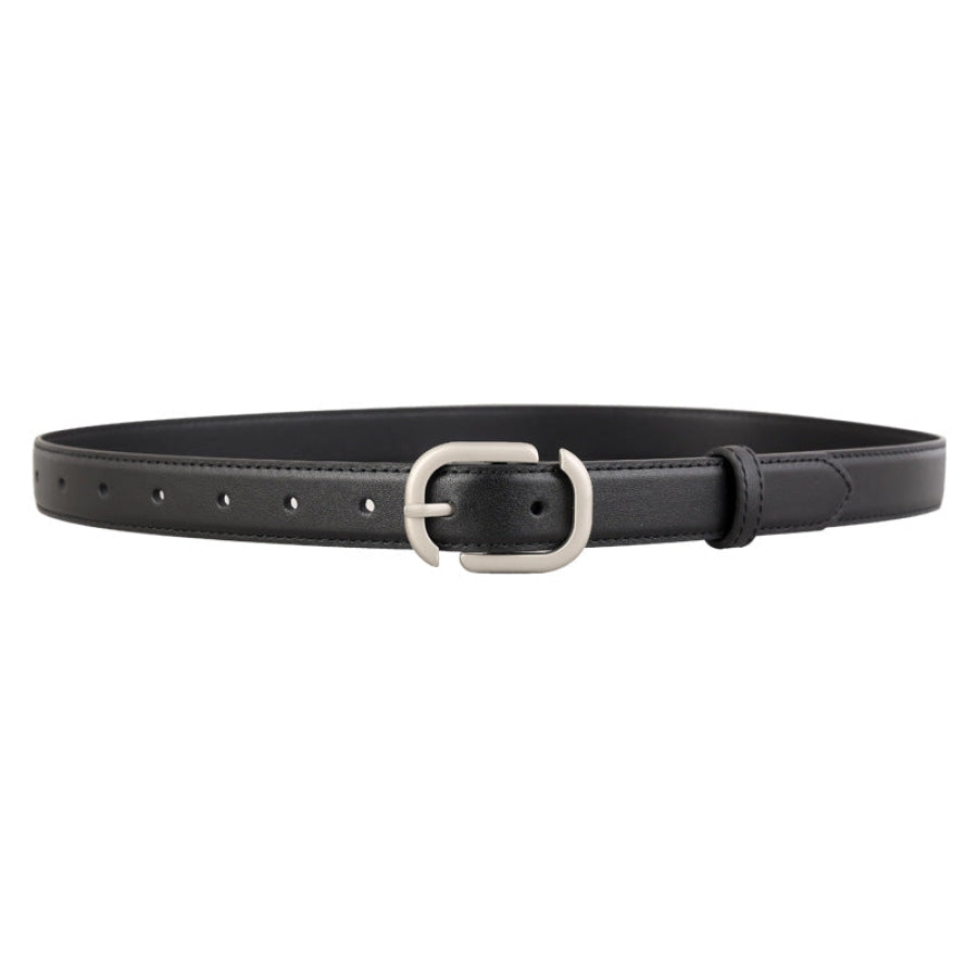 Leather Belt with Silver Buckle Apparel and Accessories