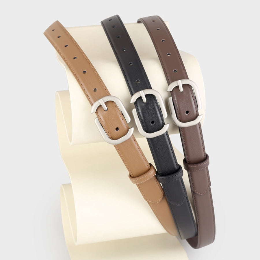 Leather Belt with Silver Buckle Apparel and Accessories