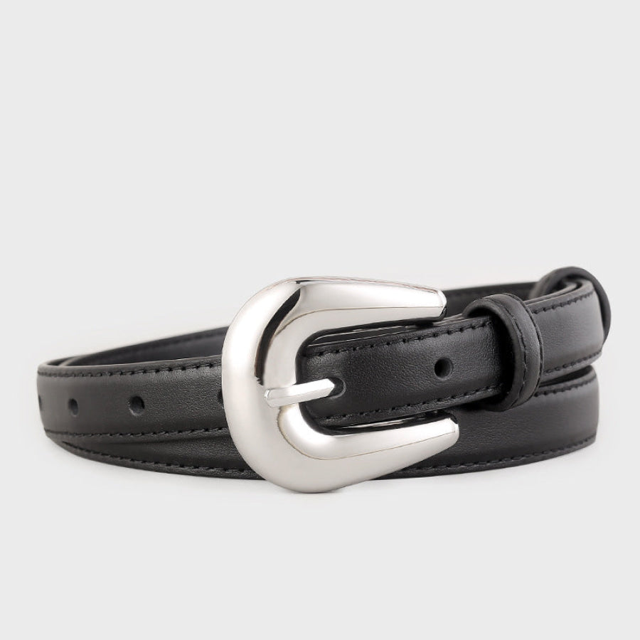 Leather Belt with Silver Buckle Apparel and Accessories