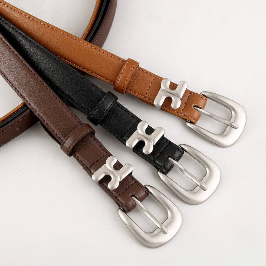 Leather Belt with Stylish H-Shaped Buckle Apparel and Accessories