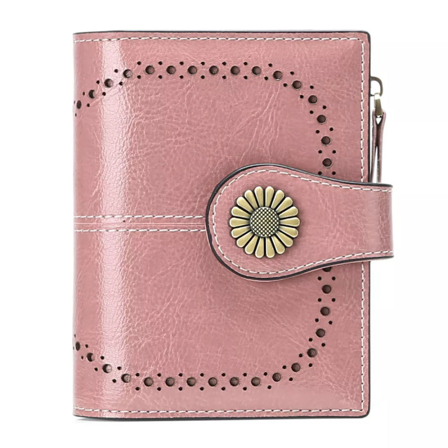 Leather Bifold Wallet Blush Pink / ONESIZE Apparel and Accessories