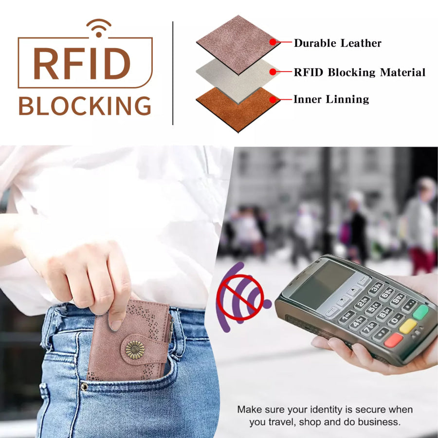 Leather Bifold Wallet Dusty Pink / ONESIZE Apparel and Accessories