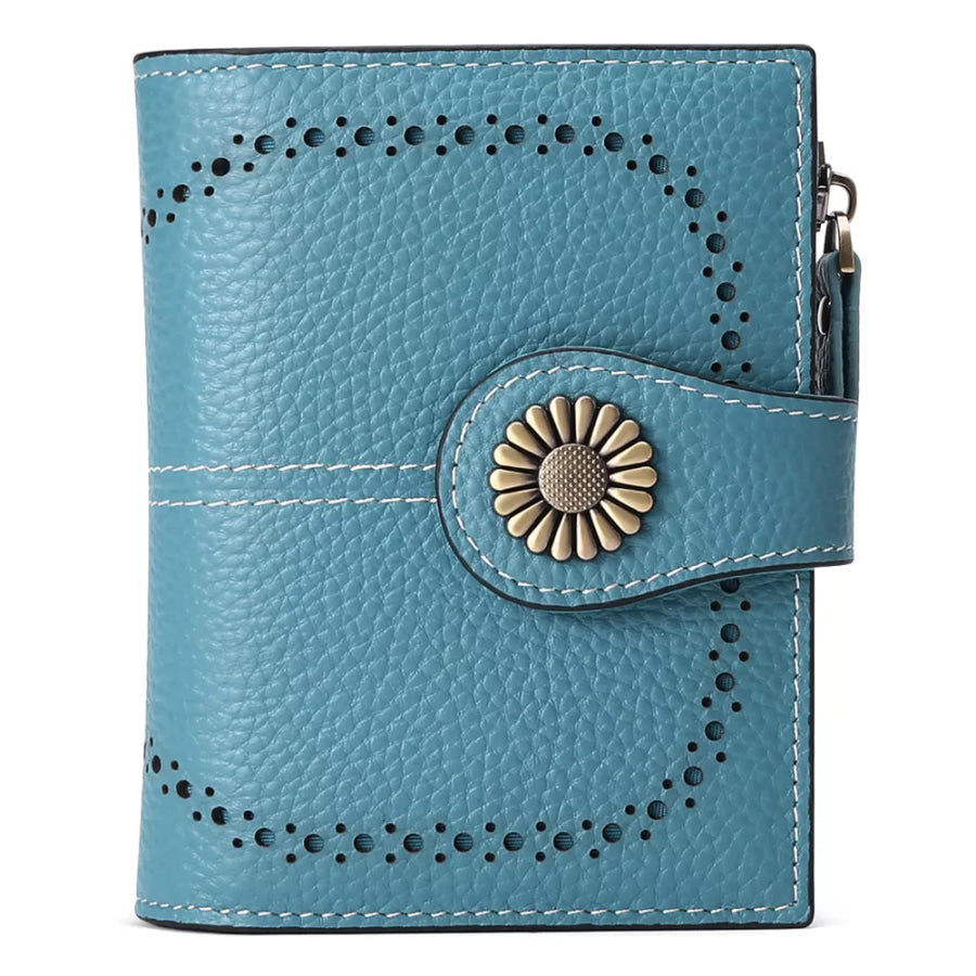 Leather Bifold Wallet Sky Blue / ONESIZE Apparel and Accessories