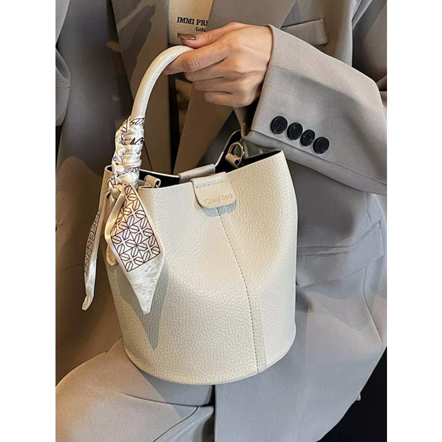 Leather Bucket Crossbody Bag Beige / One Size Apparel and Accessories