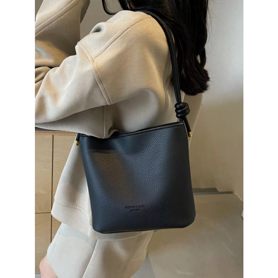 Leather Bucket Crossbody Bag Black / One Size Apparel and Accessories