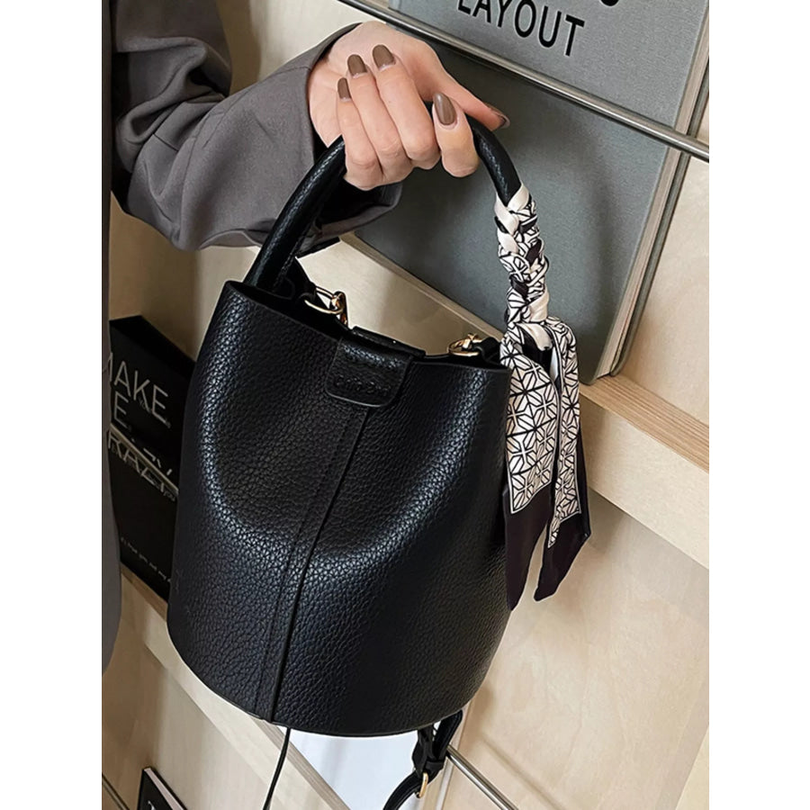 Leather Bucket Crossbody Bag Black / One Size Apparel and Accessories