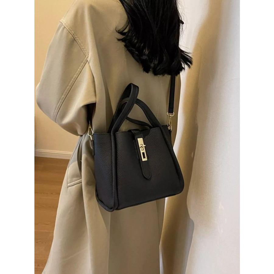 Leather Bucket Crossbody Bag Black / One Size Apparel and Accessories