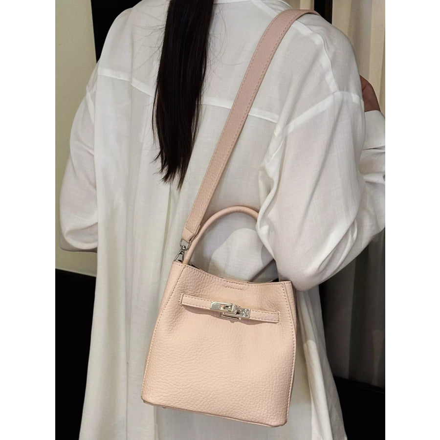 Leather Bucket Crossbody Bag Blush Pink / One Size Apparel and Accessories