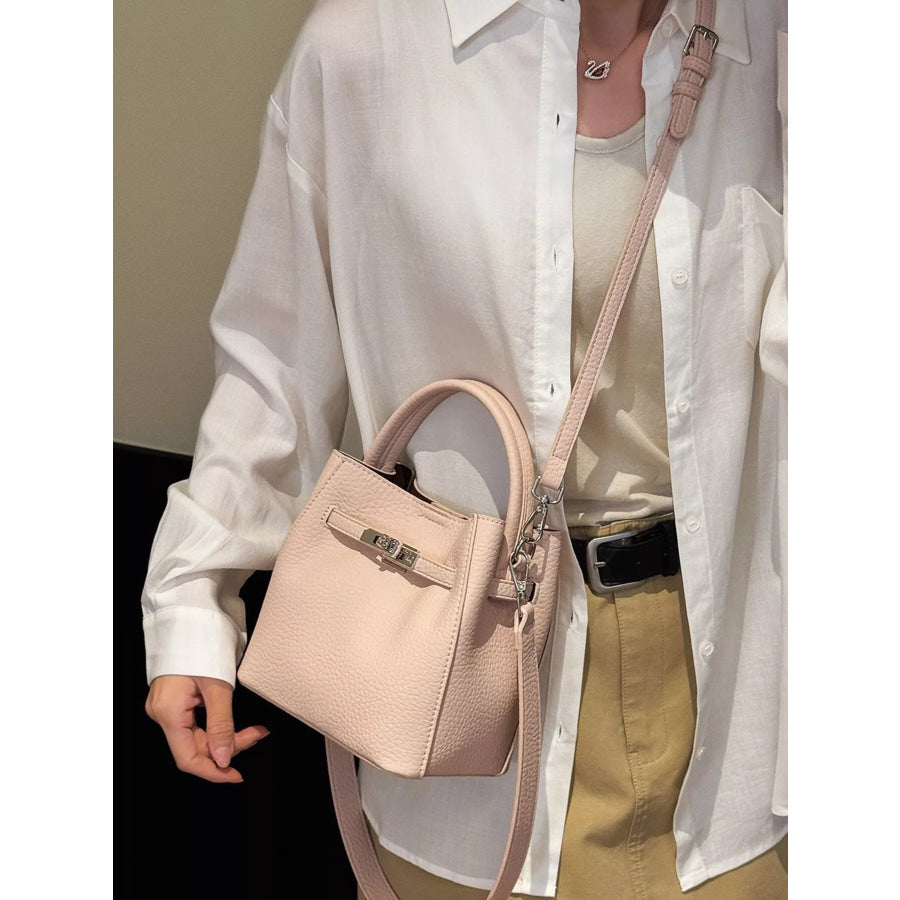 Leather Bucket Crossbody Bag Blush Pink / One Size Apparel and Accessories