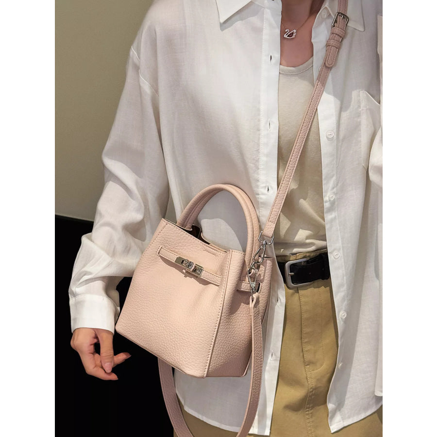 Leather Bucket Crossbody Bag Blush Pink / One Size Apparel and Accessories
