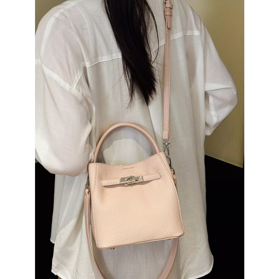 Leather Bucket Crossbody Bag Blush Pink / One Size Apparel and Accessories