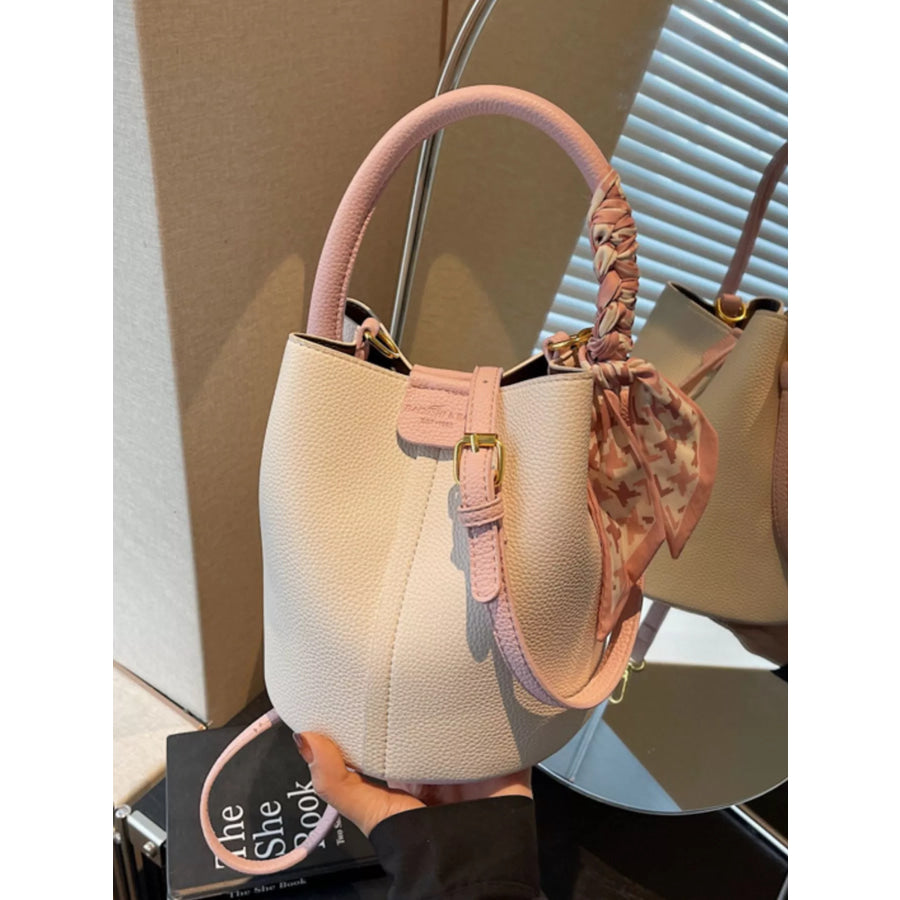 Leather Bucket Crossbody Bag Cream / One Size Apparel and Accessories