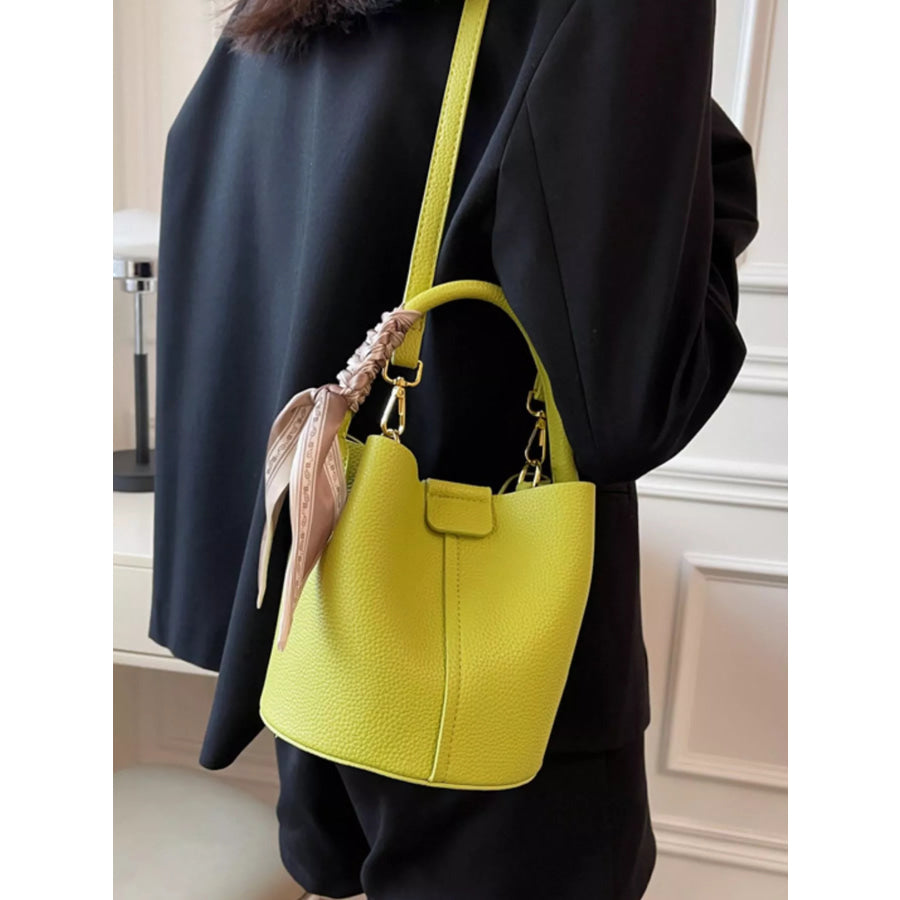 Leather Bucket Crossbody Bag Green / One Size Apparel and Accessories