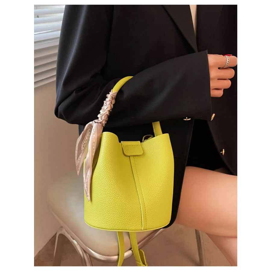 Leather Bucket Crossbody Bag Green / One Size Apparel and Accessories