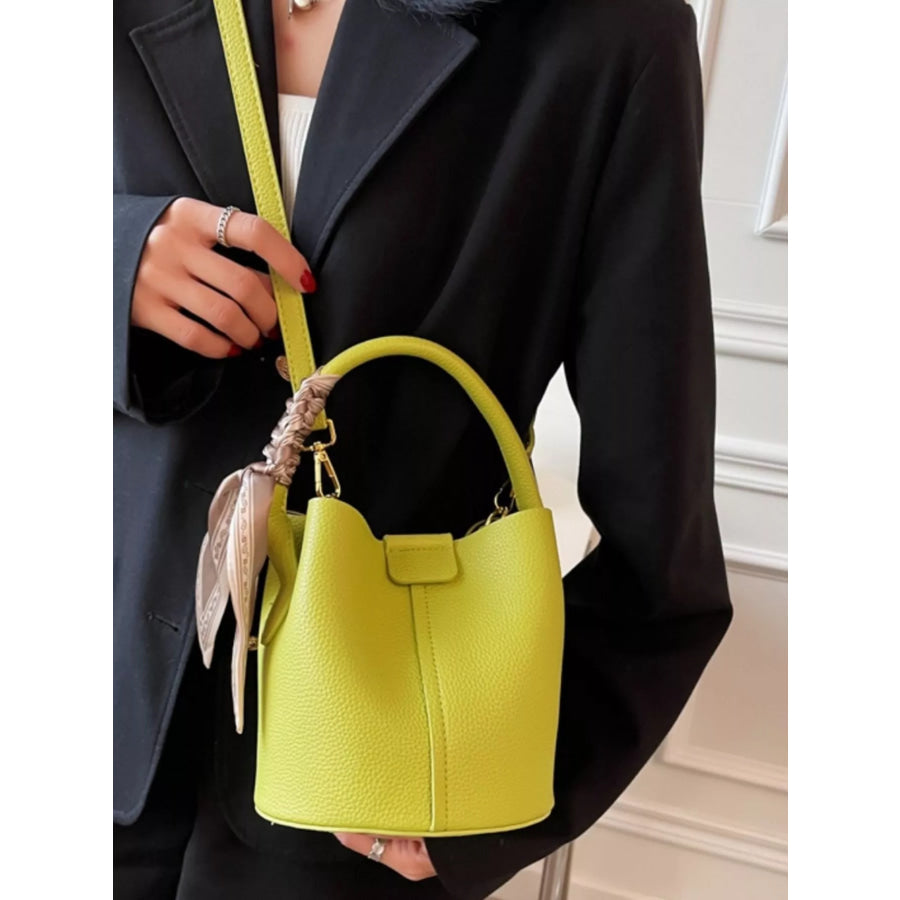 Leather Bucket Crossbody Bag Green / One Size Apparel and Accessories