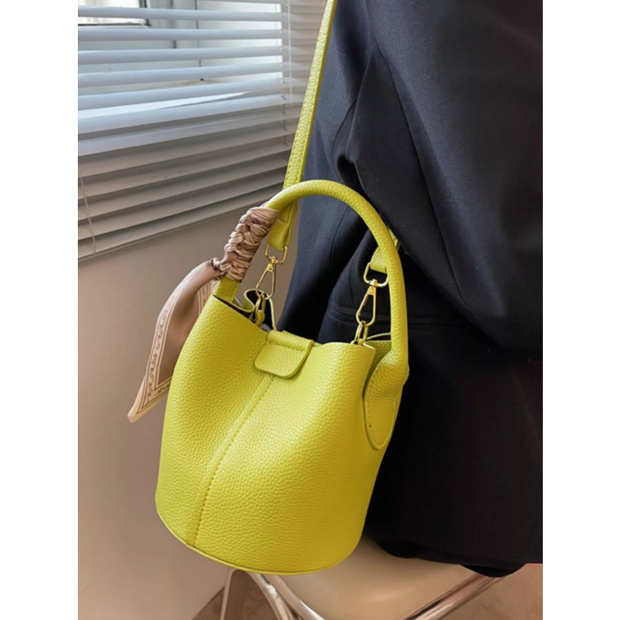 Leather Bucket Crossbody Bag Green / One Size Apparel and Accessories