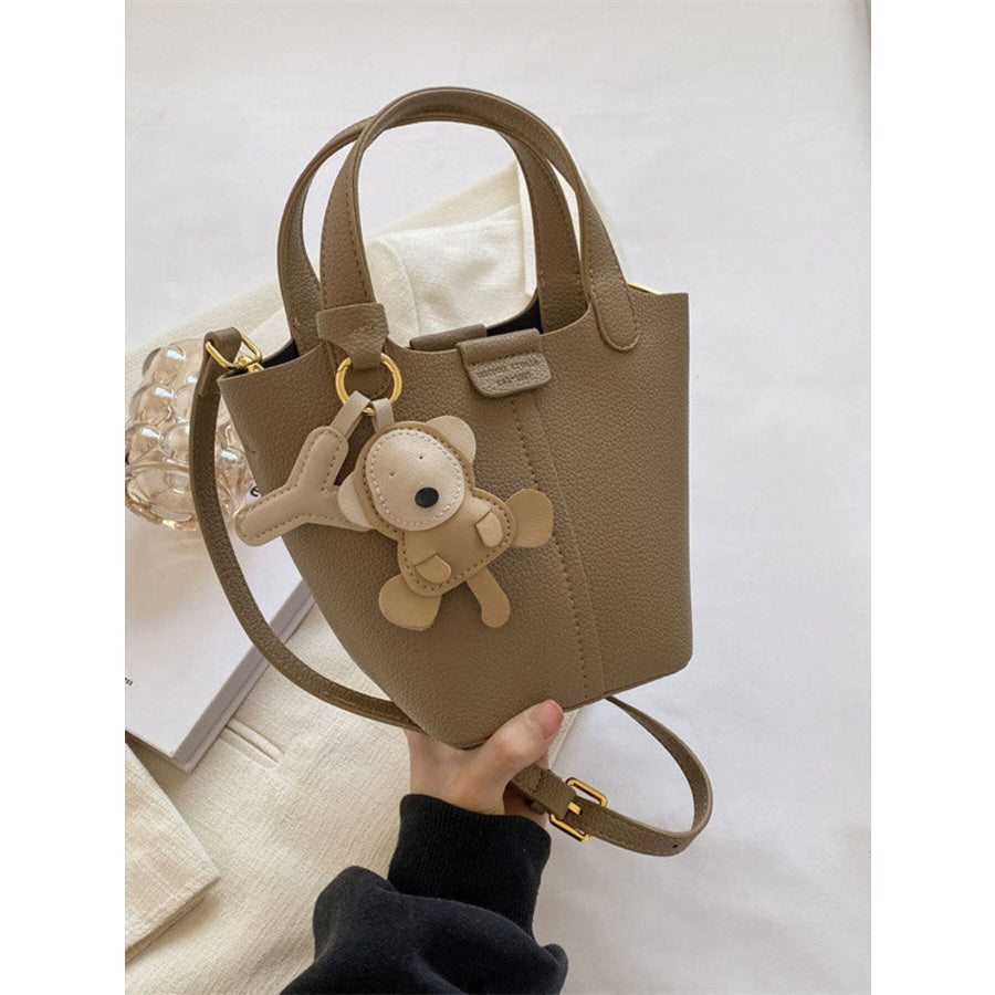 Leather Bucket Crossbody Bag Khaki / ONESIZE Apparel and Accessories