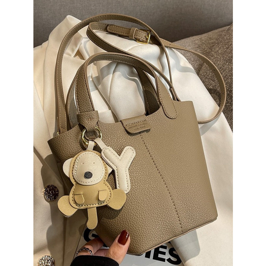 Leather Bucket Crossbody Bag Khaki / ONESIZE Apparel and Accessories
