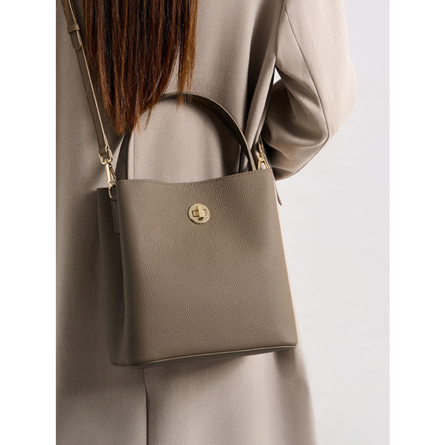 Leather Bucket Crossbody Bag Mocha / ONESIZE Apparel and Accessories
