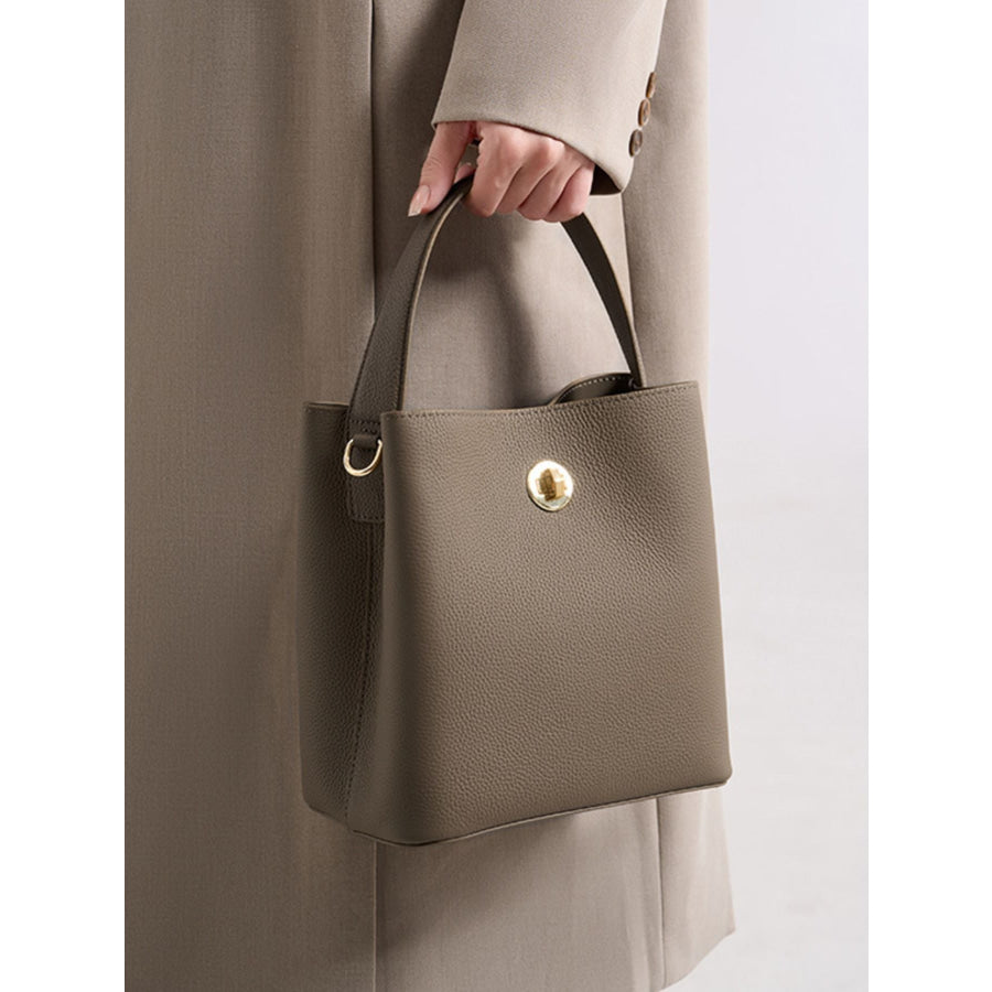 Leather Bucket Crossbody Bag Mocha / ONESIZE Apparel and Accessories