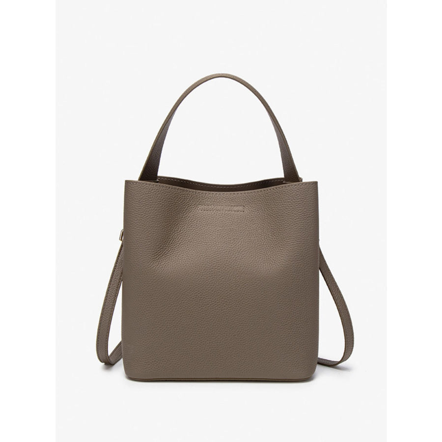 Leather Bucket Crossbody Bag Mocha / ONESIZE Apparel and Accessories